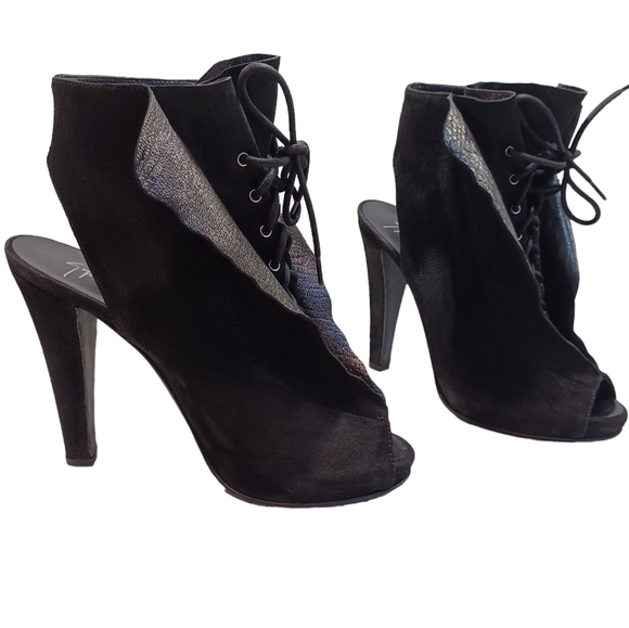 GIUSEPPE Zanotti x Thakoon peep toe ankle bootie heels with laces shoes - Picture 1 of 11